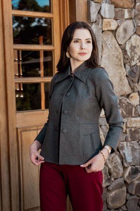 Casaco Feminino Lã Natural Curto Verona Cinza